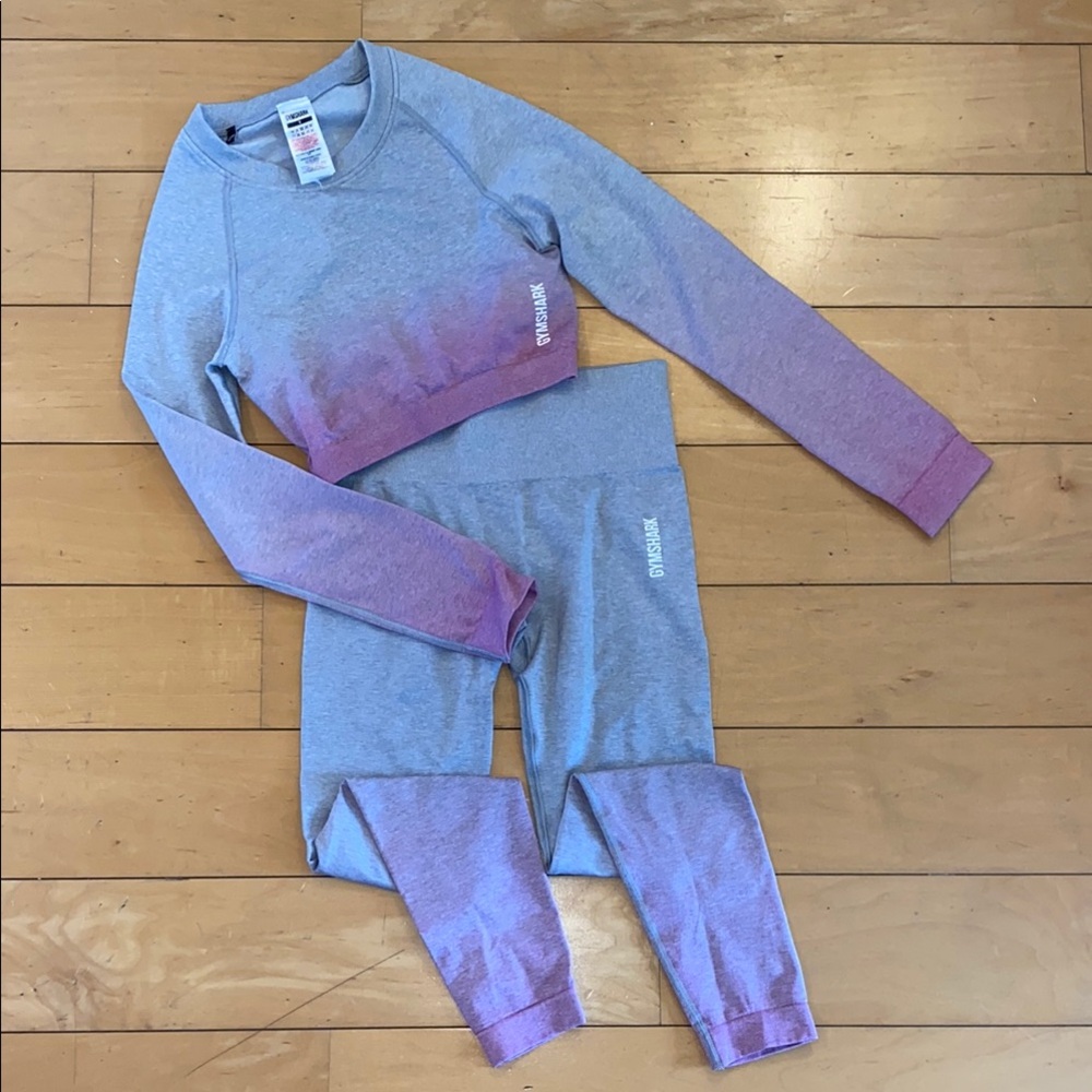 Gymshark Adapt Ombre Purple and Gray Workout Set